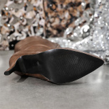 Dark Brown Casual Pointed Out Door High Shoes High Heel Boots