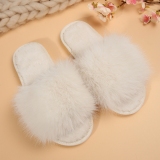 White Casual Patchwork Round Comfortable Shoes Plush Slippers