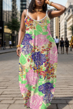 Pink Sleeveless Backless Spaghetti Strap Floor Length Casual Outing Vacation Straight Loose Maxi Slip Dress
