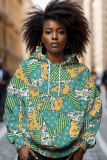 Yellow Casual Graphic Print Basic Hooded Long Sleeve Tops Sweatshirts