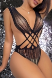 Black Sexy Hollow Out See-Through Backless Teddies Lingerie