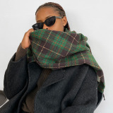 Red Daily Imitated Cashmere Plaid Tassel Scarf