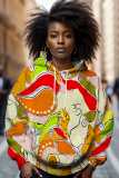 Yellow Casual Graphic Print Basic Hooded Long Sleeve Tops Sweatshirts