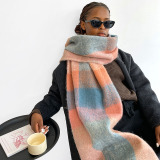 Pink Windproof Casual Daily Plaid Tassel Scarf Shawls