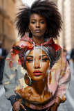 Green Brown Casual Figure Print Long Sleeve Hooded Sweatshirts Tops