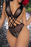 Black Sexy Hollow Out See-Through Backless Teddies Lingerie