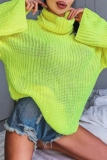 Grey Casual Backless Knitted Turtleneck Long Sleeve Loose Tops Sweaters