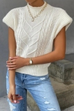 Khaki Casual Knitted Round Neck Short Sleeve Sweaters Tops