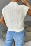 Khaki Casual Knitted Round Neck Short Sleeve Sweaters Tops