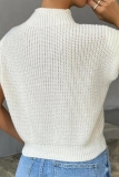 Khaki Casual Knitted Round Neck Short Sleeve Sweaters Tops