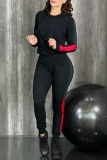 White Sportwear Contrast Hooded Long Sleeve Sweatshirts and Skinny Pants Two Pieces Sweatsuit Sets