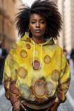 Yellow Casual Graphic Print Basic Hooded Long Sleeve Tops Sweatshirts