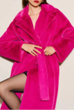 Yellow Oversized Lapel Loose Fit Long Faux Fur Coat Fall Winter Casual Wear, Outerwear Womens Longline Cardigan Jacket