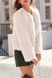 Apricot Faux Fur Casual Long Sleeve Cardigan Outerwear Short Coats