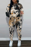 Multicolor Sportwear Casual 3D Print Basic Hooded Long Sleeve Sweatshirts and Drawstring Pants Two Pieces Sweatsuits Sets