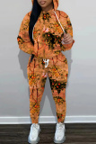 Multicolor Sportwear Casual 3D Print Basic Hooded Long Sleeve Sweatshirts and Drawstring Pants Two Pieces Sweatsuits Sets