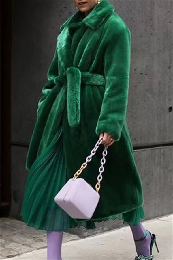 Yellow Oversized Lapel Loose Fit Long Faux Fur Coat Fall Winter Casual Wear, Outerwear Womens Longline Cardigan Jacket
