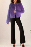 Apricot Faux Fur Casual Long Sleeve Cardigan Outerwear Short Coats