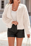 Apricot Faux Fur Casual Long Sleeve Cardigan Outerwear Short Coats