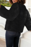 Apricot Faux Fur Casual Long Sleeve Cardigan Outerwear Short Coats