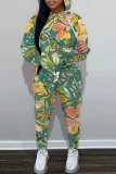Multicolor Sportwear Casual 3D Print Basic Hooded Long Sleeve Sweatshirts and Drawstring Pants Two Pieces Sweatsuits Sets