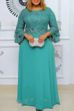 Purple Sequin Lace Waist Sheer Triple Layer Flared Sleeves Wedding Guest Evening Party Chiffon Maxi Dress