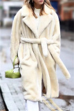 Yellow Oversized Lapel Loose Fit Long Faux Fur Coat Fall Winter Casual Wear, Outerwear Womens Longline Cardigan Jacket