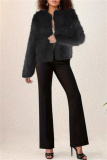 Apricot Faux Fur Casual Long Sleeve Cardigan Outerwear Short Coats