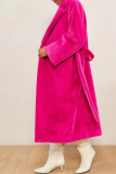 Yellow Oversized Lapel Loose Fit Long Faux Fur Coat Fall Winter Casual Wear, Outerwear Womens Longline Cardigan Jacket