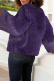 Apricot Faux Fur Casual Long Sleeve Cardigan Outerwear Short Coats