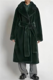 Yellow Oversized Lapel Loose Fit Long Faux Fur Coat Fall Winter Casual Wear, Outerwear Womens Longline Cardigan Jacket