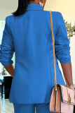 Black Office Lady Business Pocket Button up Patchwork Turn-back Collar Suits Blazers Outerwear