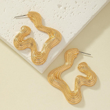Silver Casual Daily Alloy Twisted Irregular Geometric Hoop Earrings