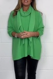 White Casual Turtleneck Scarf Collar Long Sleeve Loose Fit Tops Fall Winter Blouses