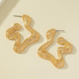 Silver Casual Daily Alloy Twisted Irregular Geometric Hoop Earrings
