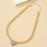 Silver Party Club Alloy Heart Shaped Pendant Rhinestone Decor Chain Necklaces