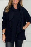 White Casual Turtleneck Scarf Collar Long Sleeve Loose Fit Tops Fall Winter Blouses