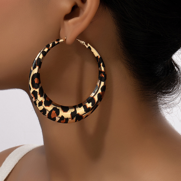 Leopard Oversized Vacation Circle Hoop Earrings
