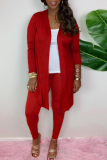 Blue Milk Fiber Long Sleeve Cardigan and Skinny Pants Two Pieces Matching Sets