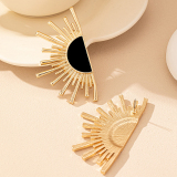 Golden Alloy Party Club Sunflower Exaggerated Oversize Contrast Earrings