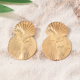 Golden Casual Alloy Shell Shaped Pendent Drop Earrings