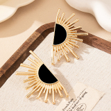 Golden Alloy Party Club Sunflower Exaggerated Oversize Contrast Earrings