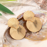 Golden Casual Alloy Shell Shaped Pendent Drop Earrings