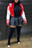 Black Casual Plaid Print Striped Hem Contrast Button up Long Sleeve Cardigan Outerwear Fall Winter Short Jackets