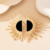 Golden Alloy Party Club Sunflower Exaggerated Oversize Contrast Earrings