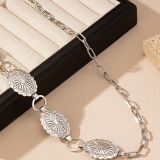 Silver Casual Bohemian Alloy Chains Geometric Pattern Vintage Carved Flower Waist Chain