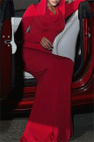 Blue Long Sleeve Floor Length Casual Outing Mermaid Hem Bodycon Hooded Cotton Maxi Dress