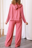Black Sportwear Casual Hooded Long Sleeve Sweatshirt and Drawstring Wide Leg Pants Two Pieces Sweatsuit Sets