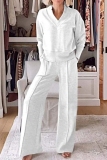 Wine Red Loose Casual V Neck Long Sleeve Sweatshirt and Wide Leg Pants Two Pieces Matching Sets