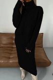 Camel Turtleneck Long Sleeve Tops and Vest Dress Fall Winter Sweater Two Pieces Sets